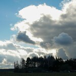 Am Dezemberhimmel sind dunkle Wolken zu sehen